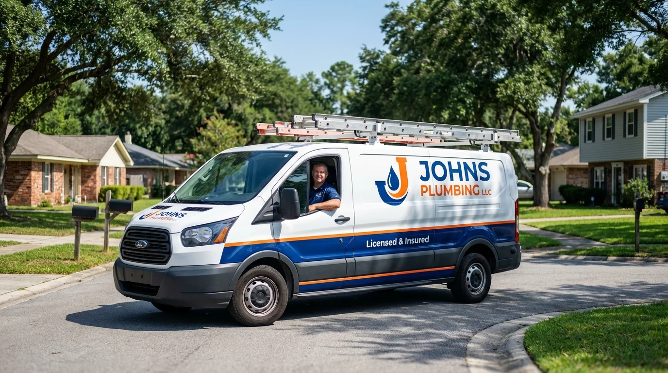 Johns Plumbing LLC service van in Youngsville, PA
