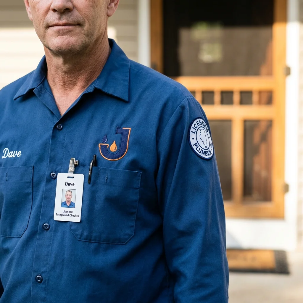 Licensed plumber showing ID badge in Youngsville, PA