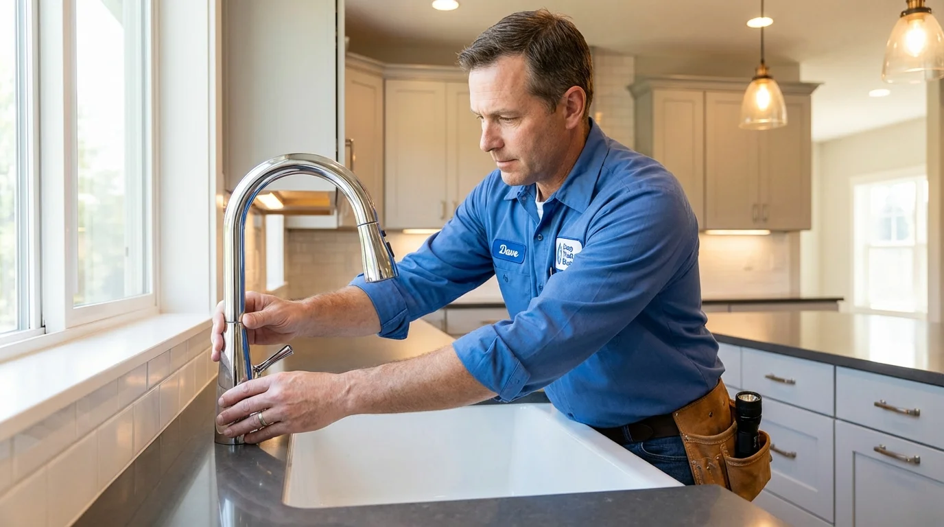 Kitchen faucet installation by Johns Plumbing LLC in Youngsville