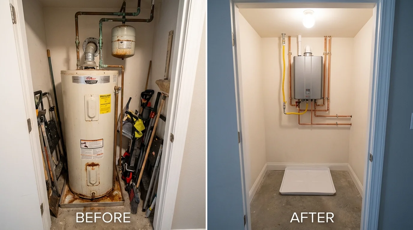 Tank water heater versus wall-mounted tankless unit comparison for Youngsville, PA homeowners